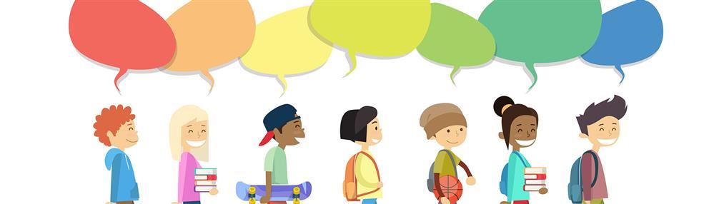Children with speech bubbles